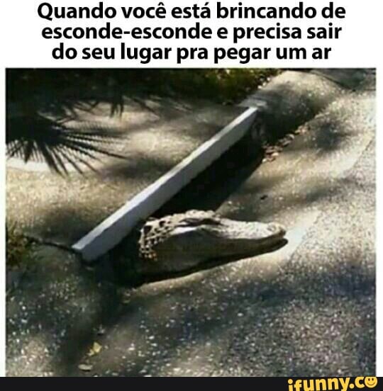Quando você está brincando de
esconde-esconde e precisa sair
do seu lugar pra pegar um ar
