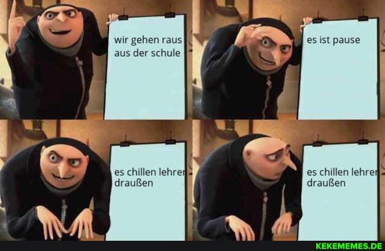 wir gehen raus aus der schule
es ist pause
es chillen lehrer
draußen