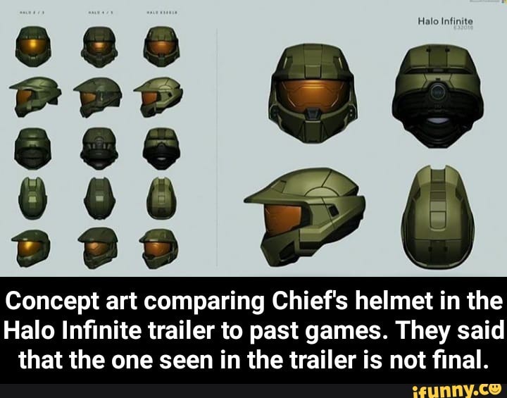 Concept Art Comparing Chief S Helmet In The Halo Infinite Trailer
