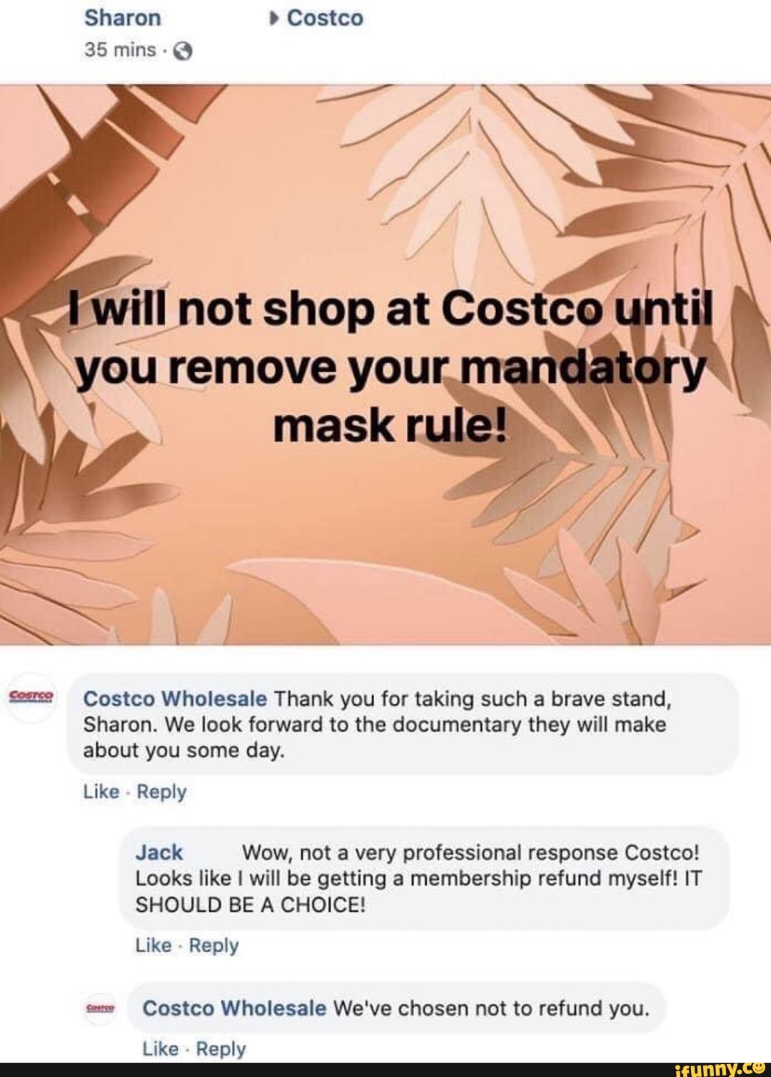 Sharon Costco not shop at Cos ou remove you mask geese Costco Wholesale