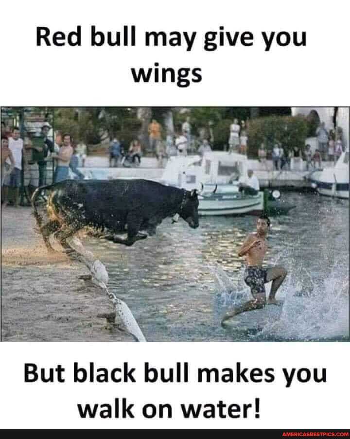 Red bull may give you
wings
But black bull makes you walk on water!