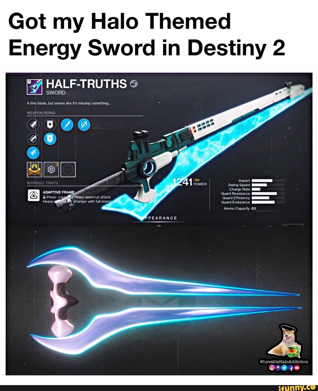 Got my Halo Themed Energy Sword in Destiny 2 HALFTRUTHS A fine blade