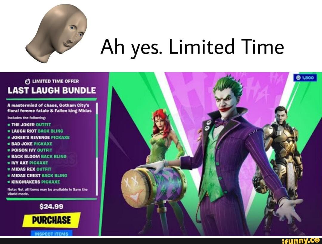 Ah Yes Limited Time Limited Time Offer Last Laugh Bundle A Mastermind Of Chaos Gotham City S Floral Femme Fatale Fallen King Midas Inchades The Following The Joker Outfit Laugh Riot