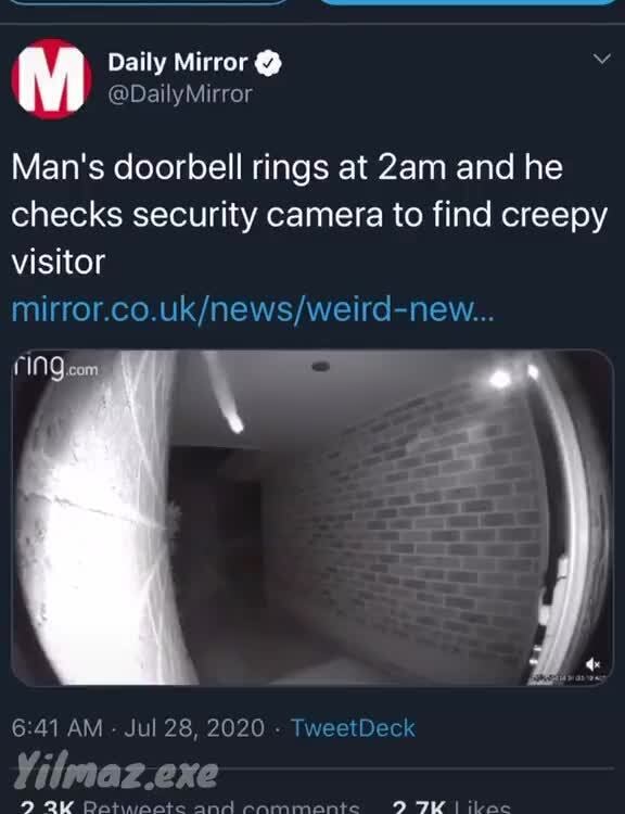 Man's doorbell rings at 2am and he checks security camera to find