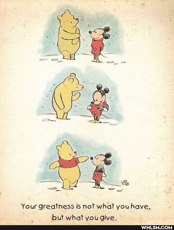 Your greatness is not what you have, but what vol Give.