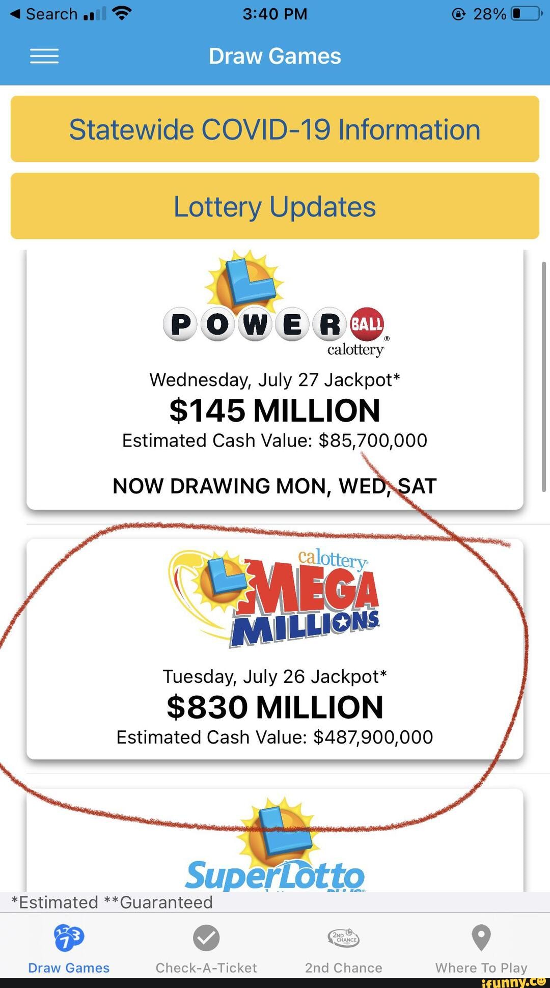 PM 28 Draw Games Statewide COVID19 Information Lottery Updates