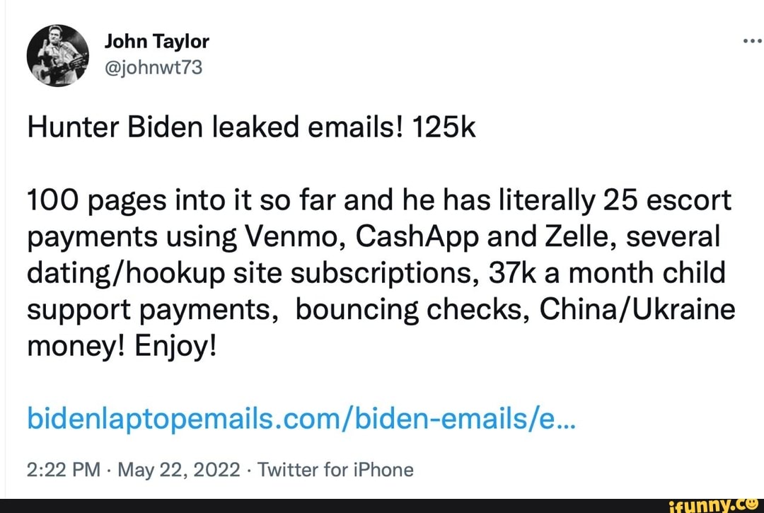 John Taylor @johnwt73 Hunter Biden leaked emails! 125k 100 pages into