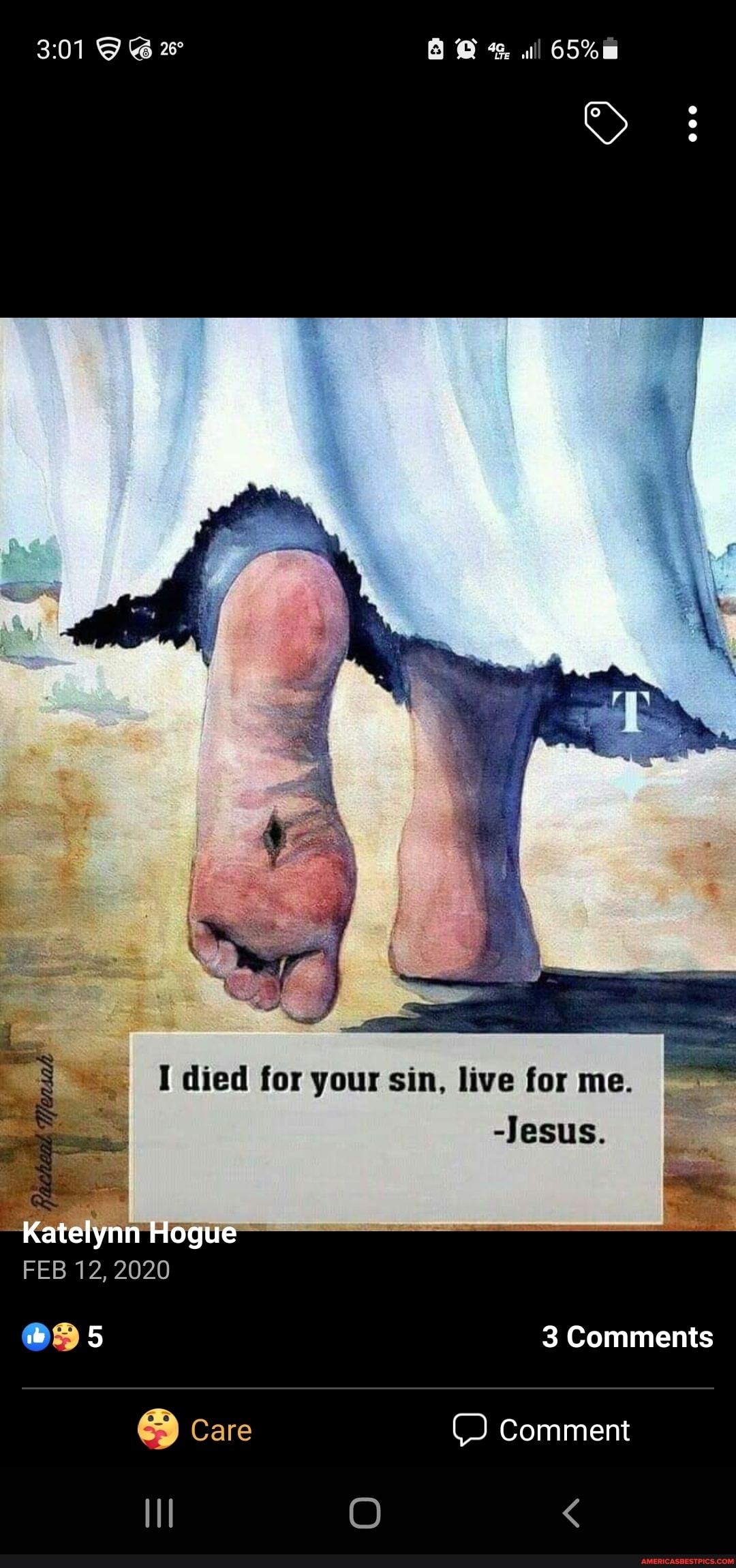 al
I died for your sin, live for me.
-Jesus.
-Katelynin
FEB 12, 2020
@@95 3 Comments
Comment
care