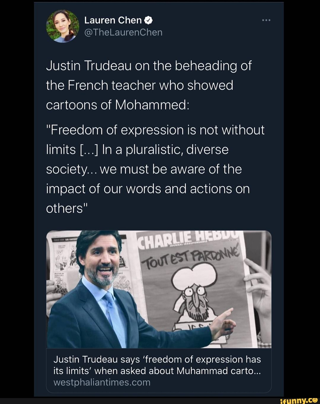 Lauren Chen Justin Trudeau On The Beheading Of The French Teacher Who ...