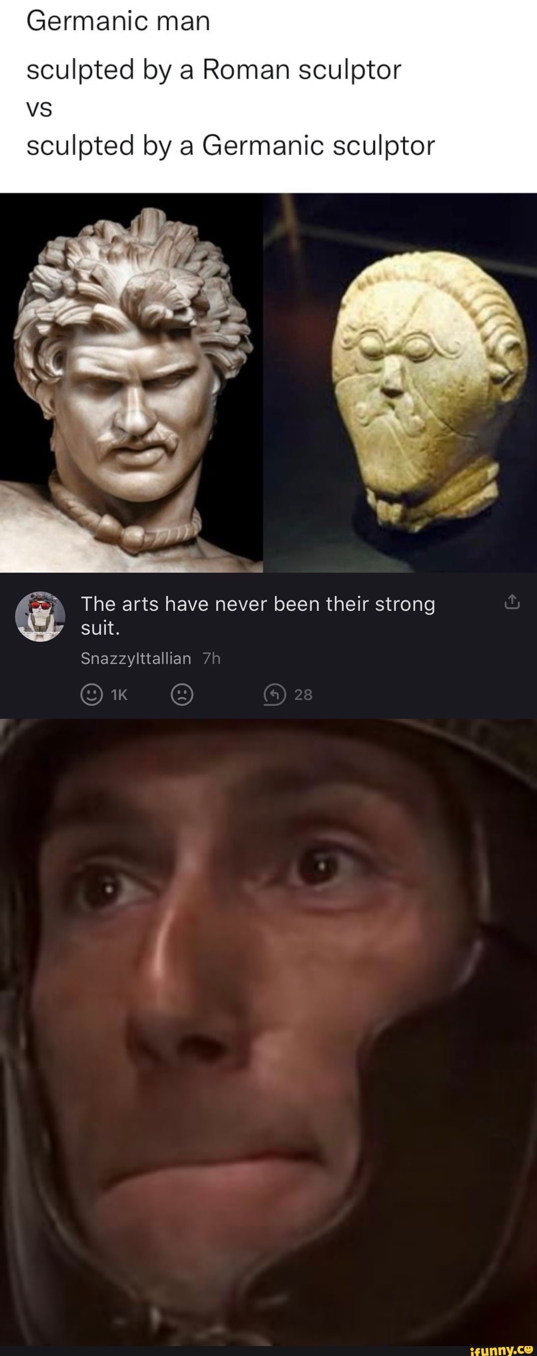 Germanic man sculpted by a Roman sculptor vs sculpted by a Germanic ...