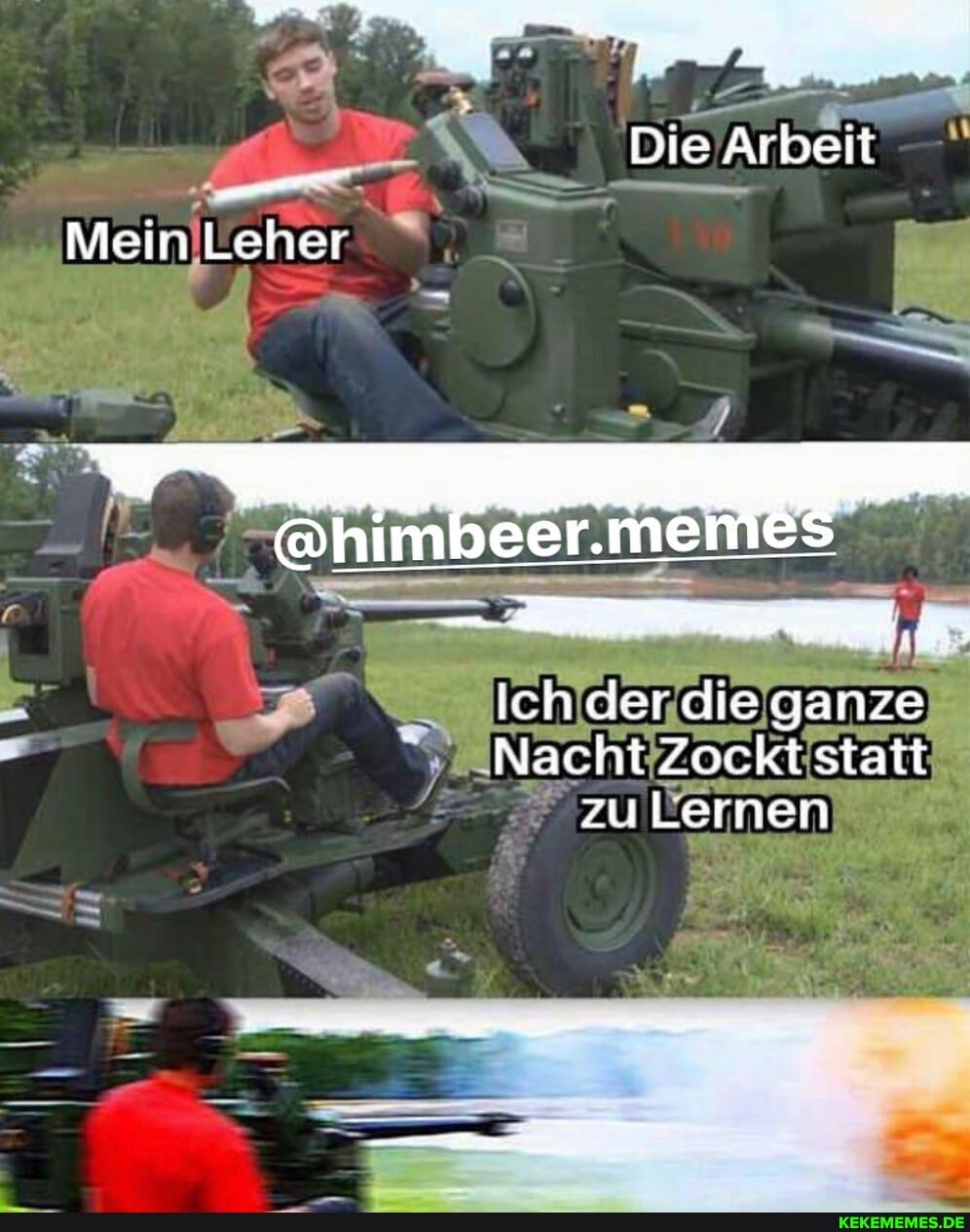 Die Arbeit
Mein Leher
ich der die ganze
Nacht Zockt statt zu fernen