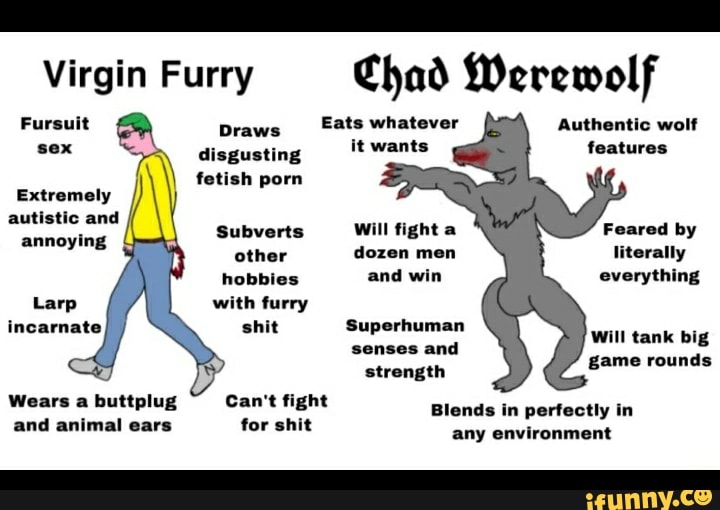 Virgin Furry Chad Werewolf Fursuit Draws Eats Whatever Authentic Wolf