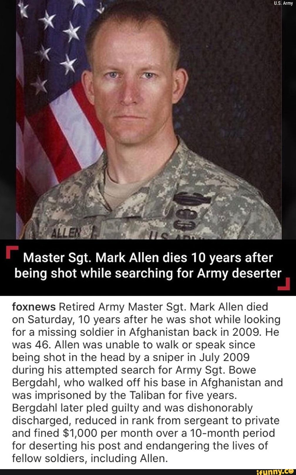 Master Sgt. Mark Allen dies 10 years after being shot while searching ...