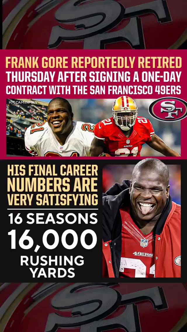 Frank Gore signs 1-day contract, retires as member of San Francisco 49ers 