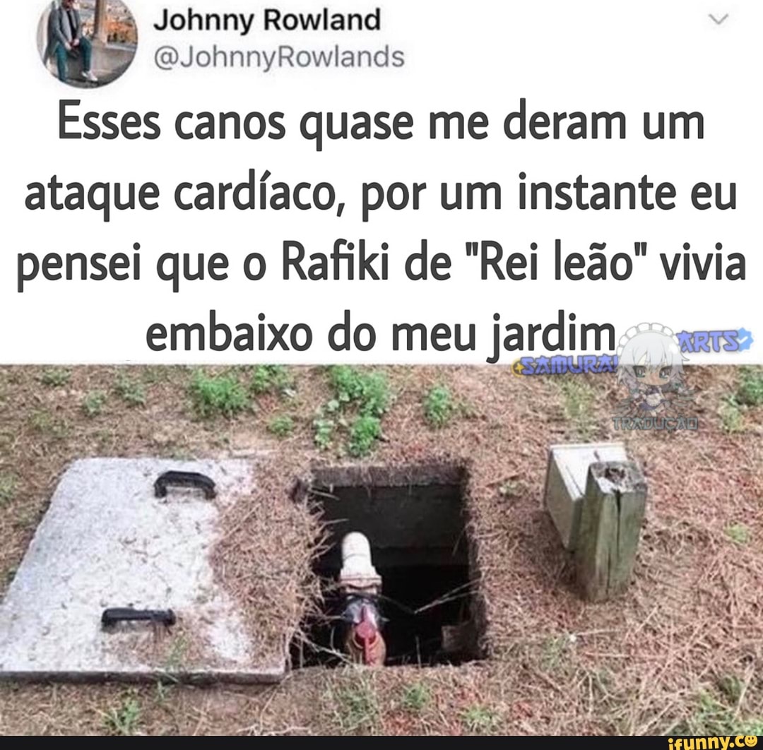 Esses canos quase me deram um
ataque cardíaco, por um instante eu
pensei que o
Rafiki de "Rei leão" vivia
embaixo do meu
jardim "srs