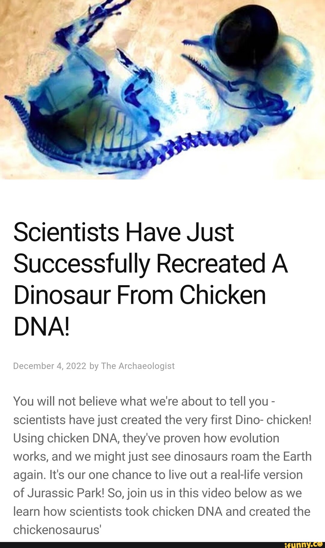 Scientists Have Just Successfully Recreated A Dinosaur From Chicken DNA ...