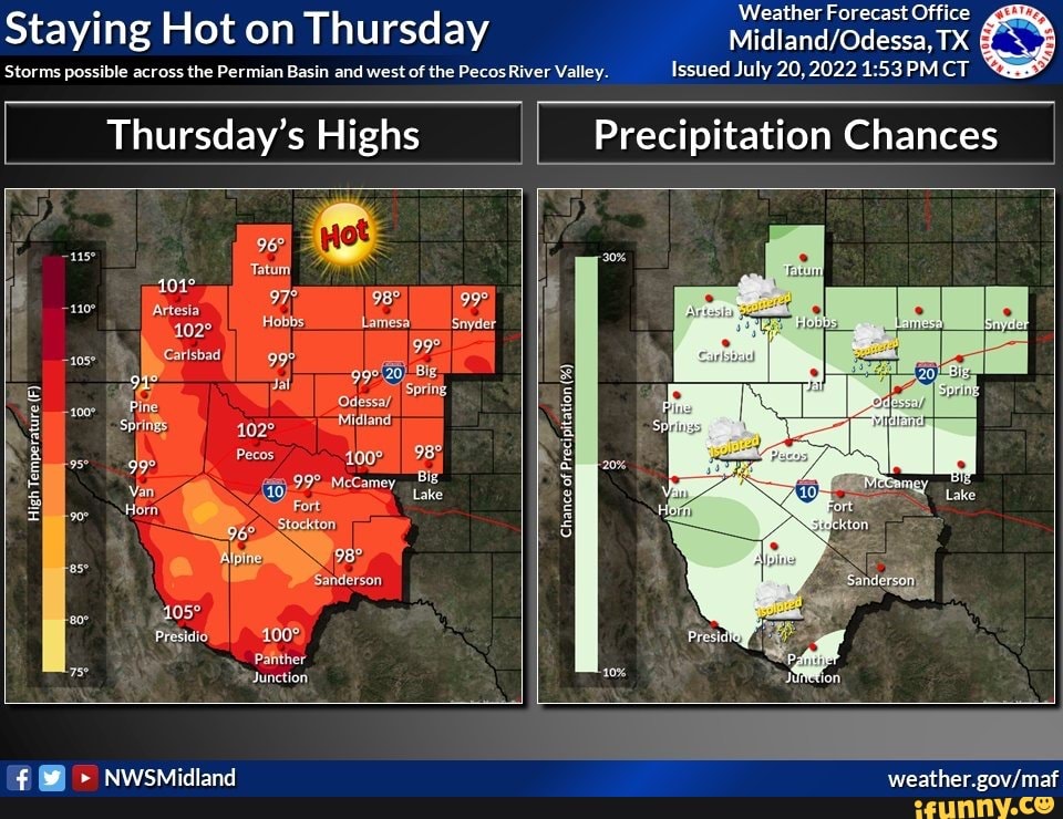 Weather Forecast Office Staying Hot on Thursday Storms possible across the Permian Basin and