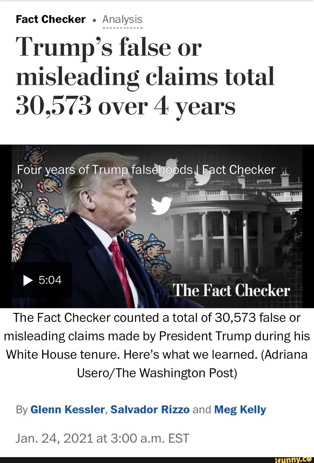 Fact Checker Analysis Trump's False Or Misleading Claims Total 30,573 ...