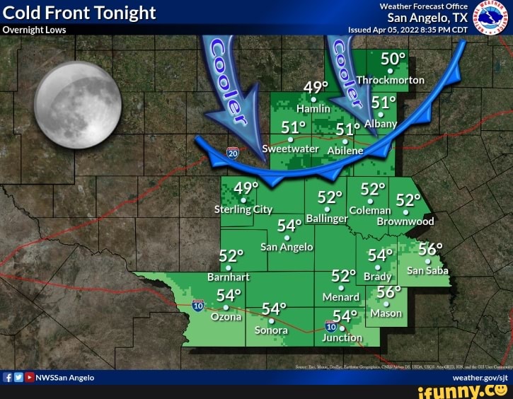 Feather Forecast Office Cold Front Tonight San Angelo, TX Overnight ...