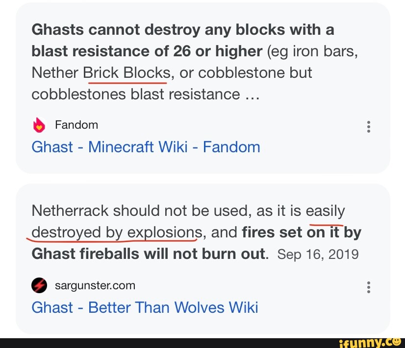 Ghasts cannot destroy any blocks with a blast resistance of 26 or
