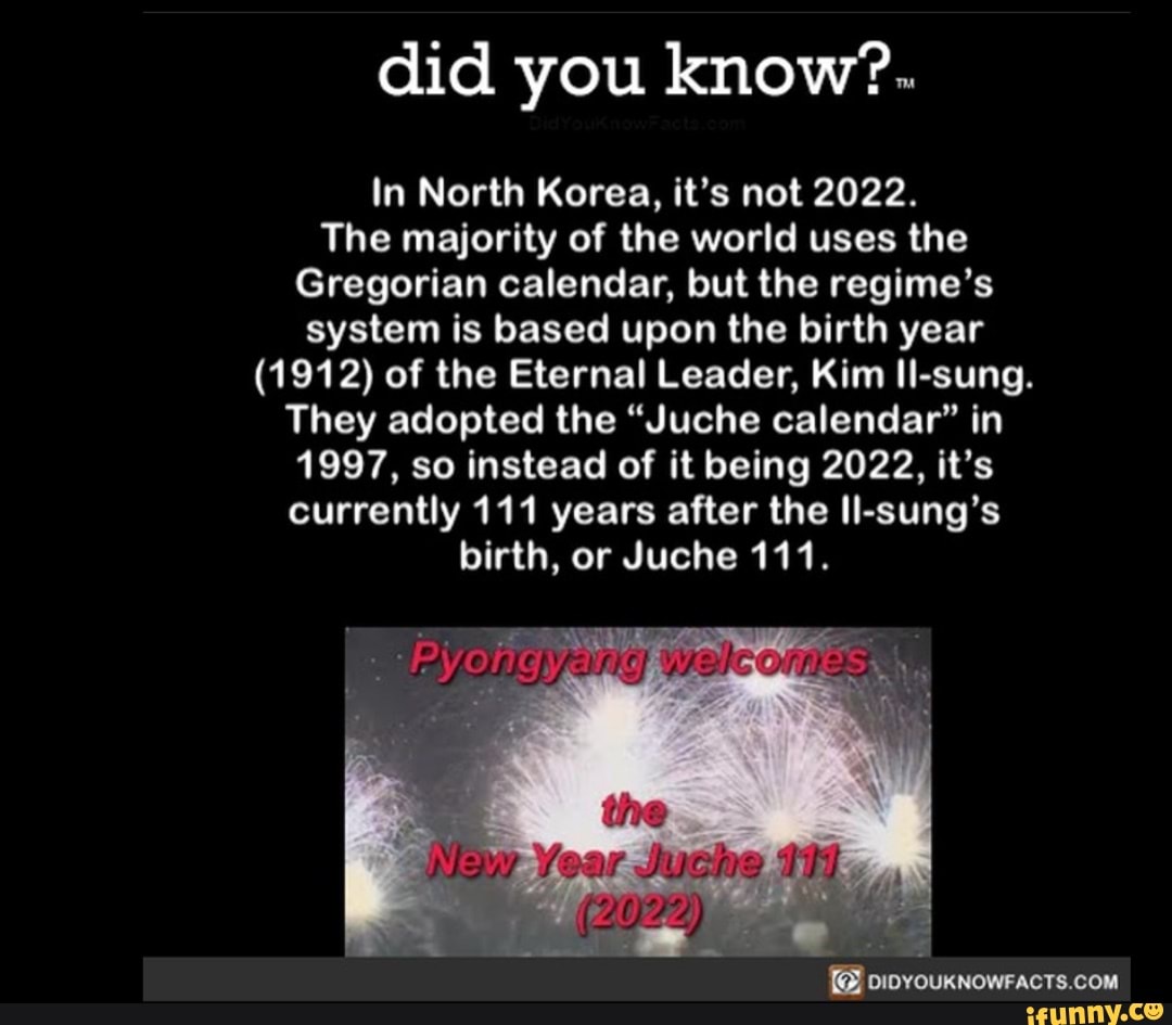 Did you know? In North Korea it #39 s not 2022 The majority of the world
