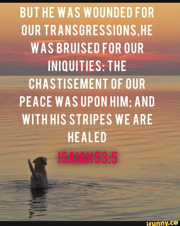 BUT HE WAS WOUNDED FOR OUR TRANSGRESSIONS HE WAS BRUISED FOR OUR ...