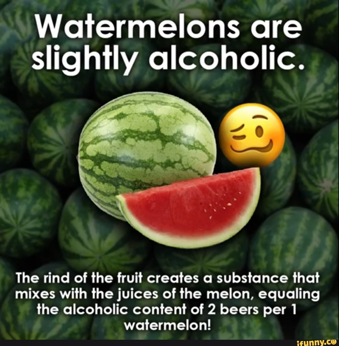 Watermelons are slightly alcoholic. The rind of the fruit creates a