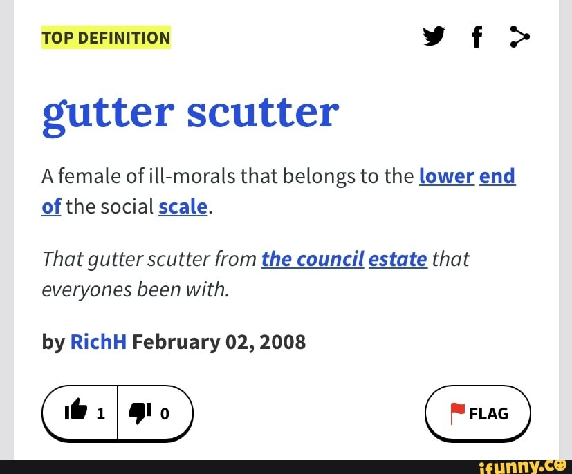 TOP DEFINITION vf > gutter scutter A female of illmorals that belongs
