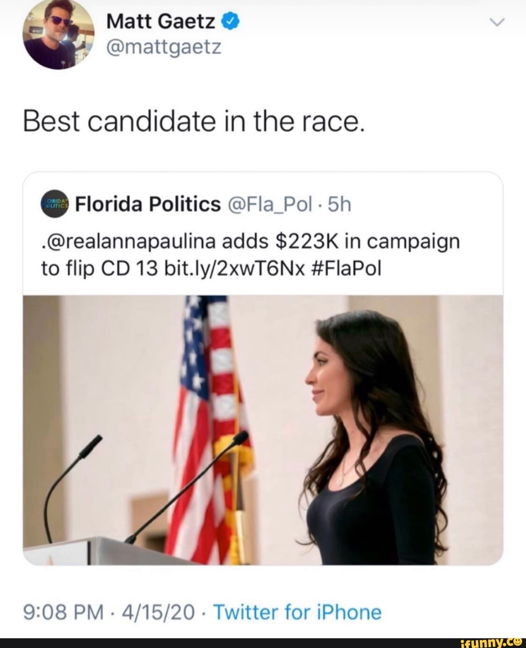 Best candidate in the race. O Florida Politics orla Pol-5h ...