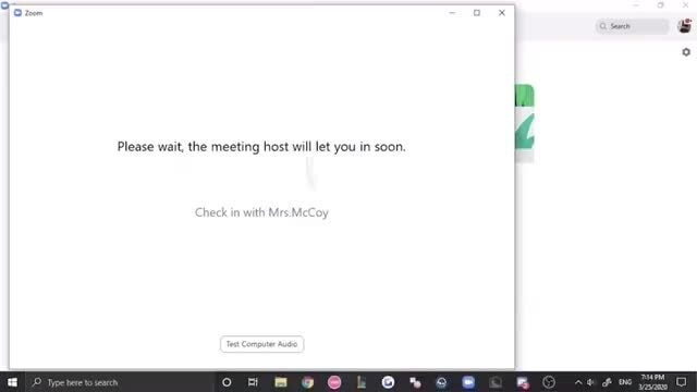 Please wait, the meeting host will let you in soon. 'Check ...