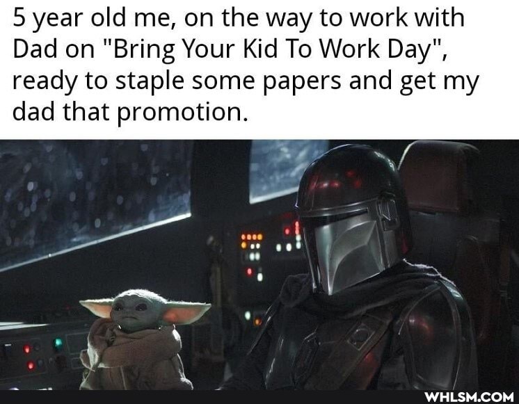 5 year old me, on the way to work with
Dad on "Bring Your Kid To Work Day", ready to staple some papers and get my dad that promotion.