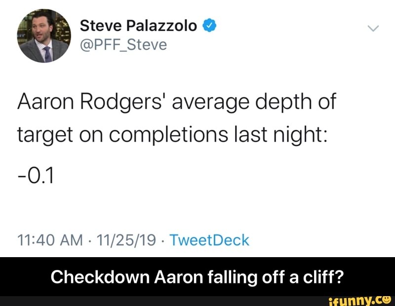Aaron Rodgers“ average depth of target on completions last night O.1