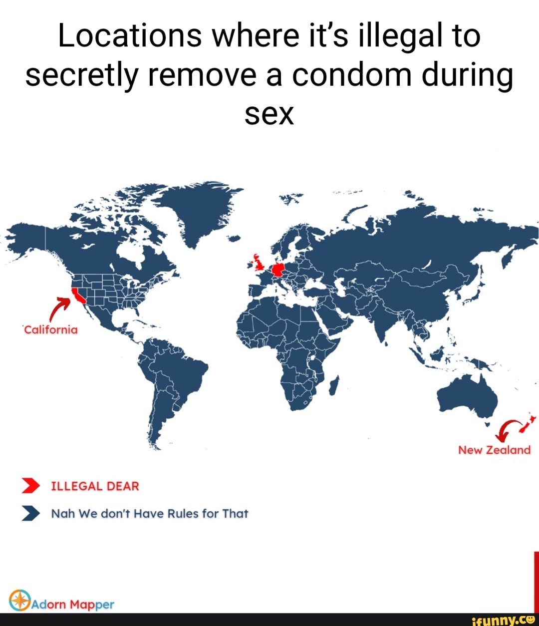 Locations Where Its Illegal To Secretly Remove A Condom During Sex New Zealand California 1916