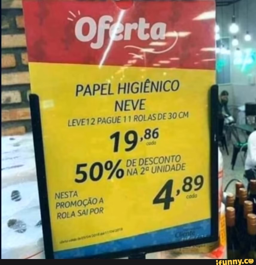 PAPEL HIGIÊNICO
LEVE12 PAGUE 11 ROLAS DE 30 CM
ESCONTO [A