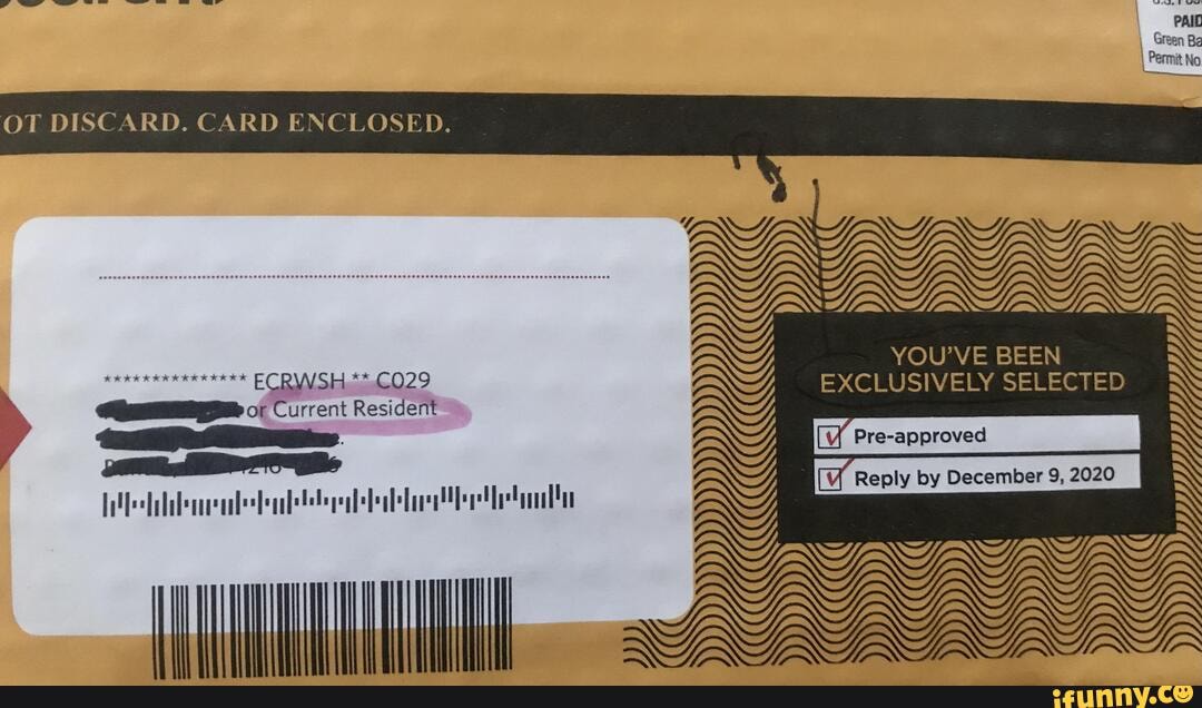 OT DISCARD. CARD ENCLOSED. PAID Green Ba KKKKKKE ECRWSH CO29 of Current