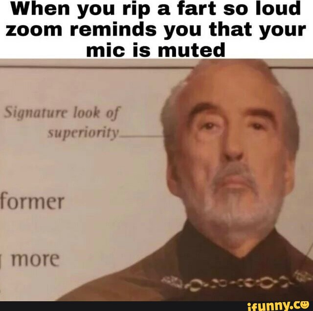 When you rip a fart so loud zoom reminds you that your mic is muted od
