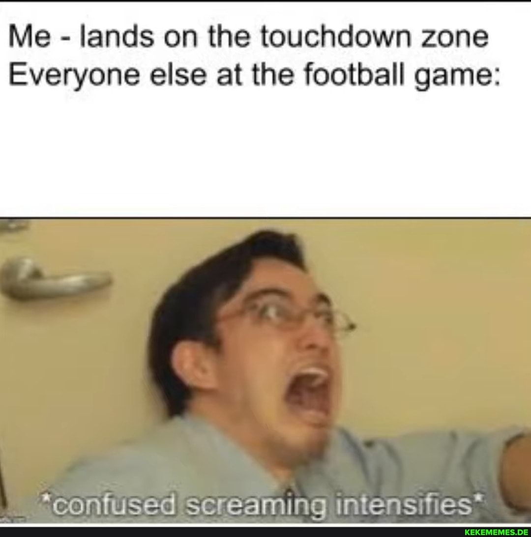 Me - lands on the touchdown zone
Everyone else at the football game:
"confused screaming intensifies"