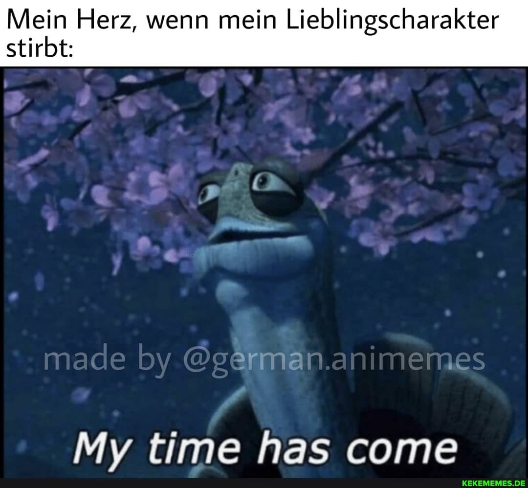 Mein Herz, wenn mein Lieblingscharakter stirbt:
made by @ge man.animemes
My time has come