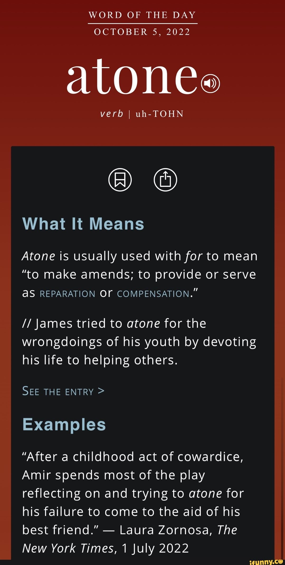 WORD OF THE DAY OCTOBER 5, 2022 atone