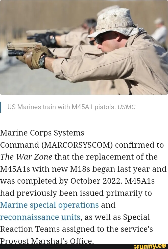 I Us Marines Train With M45a11 Pistols. Usmc Marine Corps Systems 