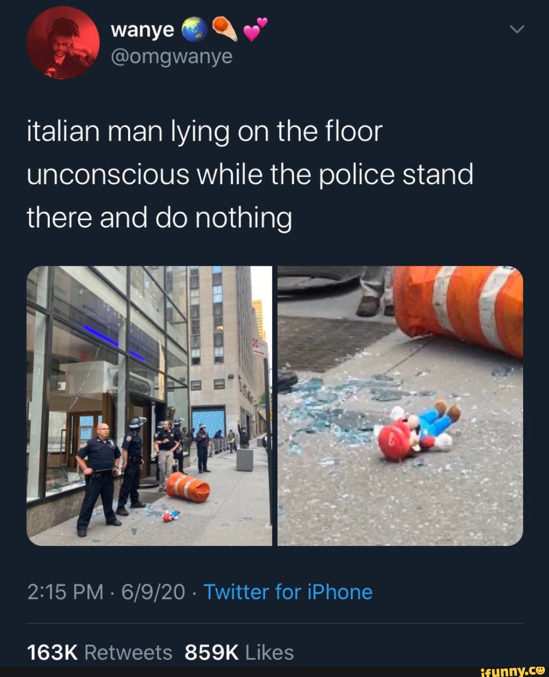 Italian man lying on the floor unconscious while the police stand there ...