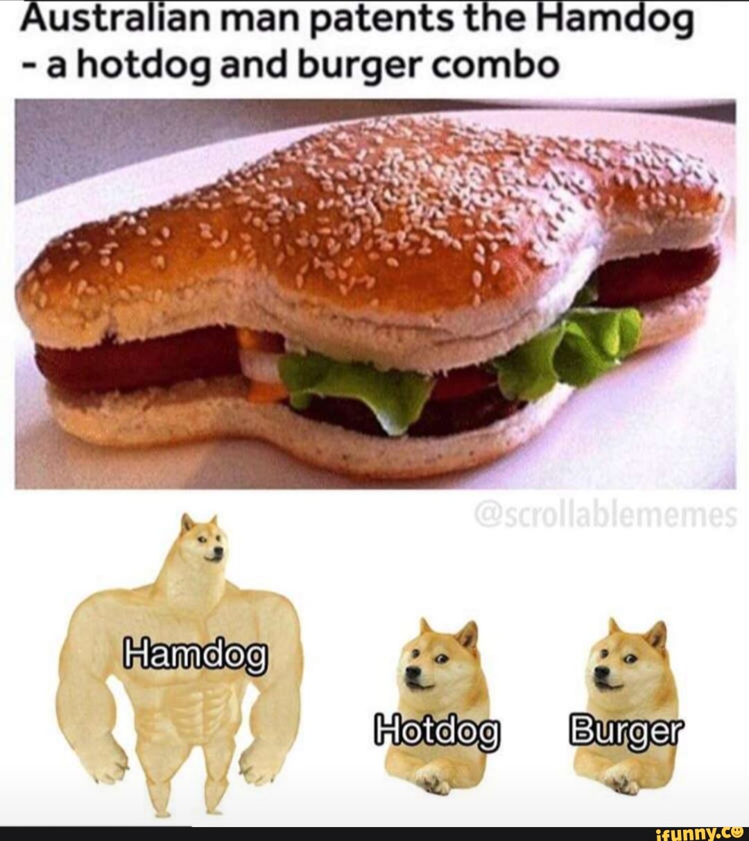 Australian man patents the Hamdog
ahotdog and burger combo