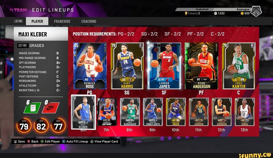 EDIT LINEUPS B) (RB) PLAYER FRANCHISE COACHING MAXI KLEBER POSITION ...