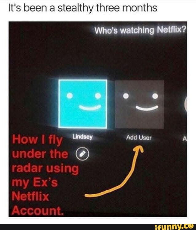 It's been a stealthy three months Who's watching Netflix? How I fly Lindsey Add User under the @ radar using my Ex's Netflix Account.