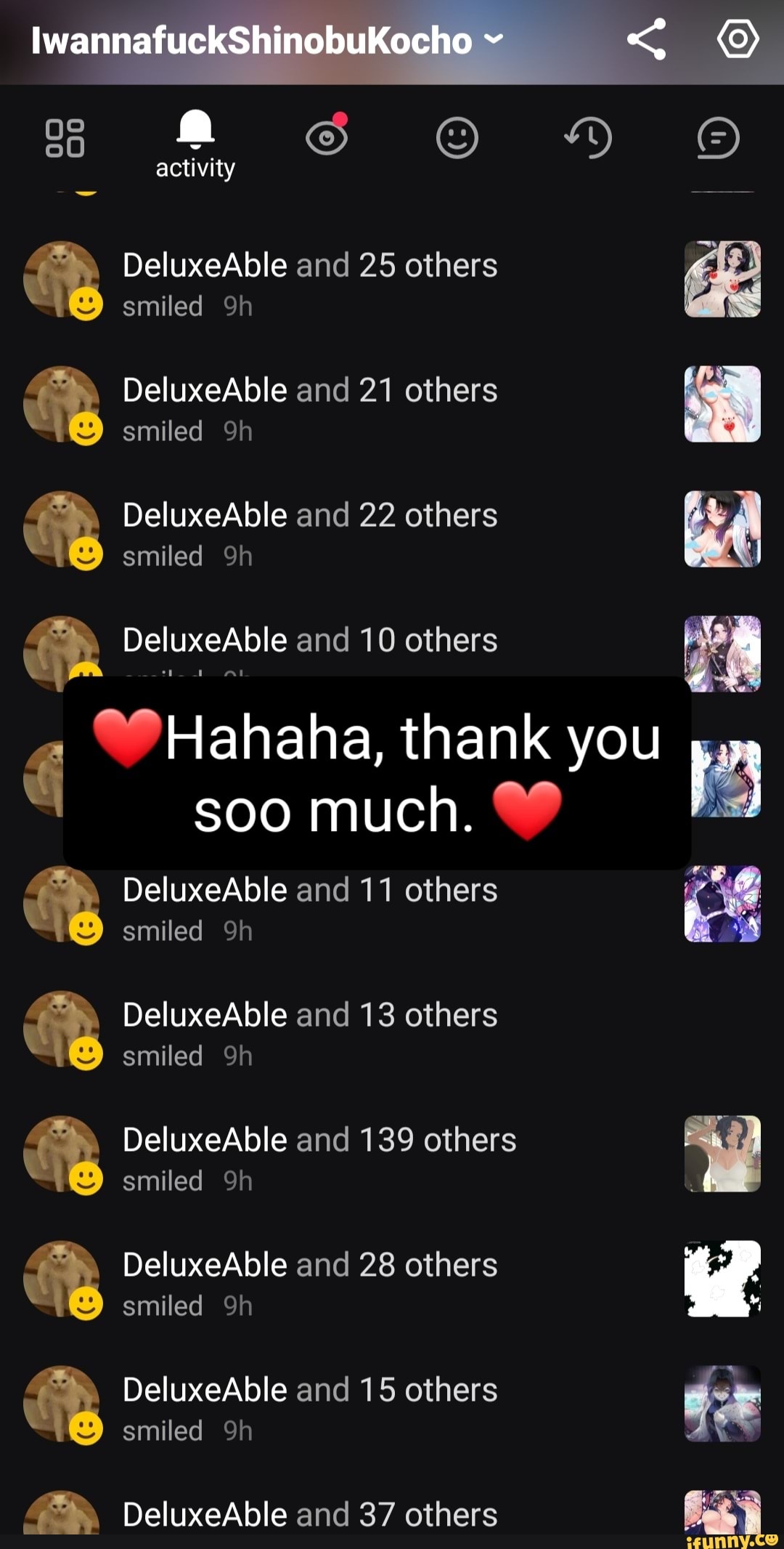 e DeluxeAble and 21 others
smiled 9h
"e DeluxeAble and 22 others
é
soo much. 99
e DeluxeAble and 11 others DeluxeAble and 13 others
e DeluxeAble and 139 others
smiled 9h
e DeluxeAble and 28 others
455% DeluxeAble and 37 others 833