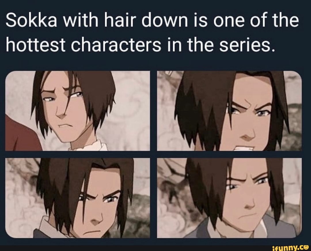 Sokka with hair down is one of the
hottest characters in the series.