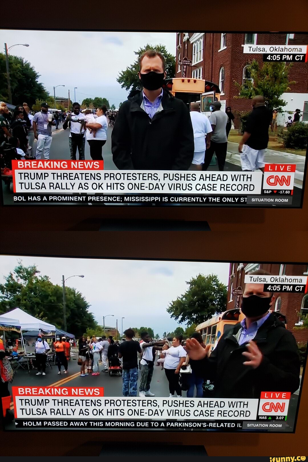 WERNON PM CT Tulsa, Oklahoma 'BREAKING NEWS TRUMP THREATENS PROTESTERS