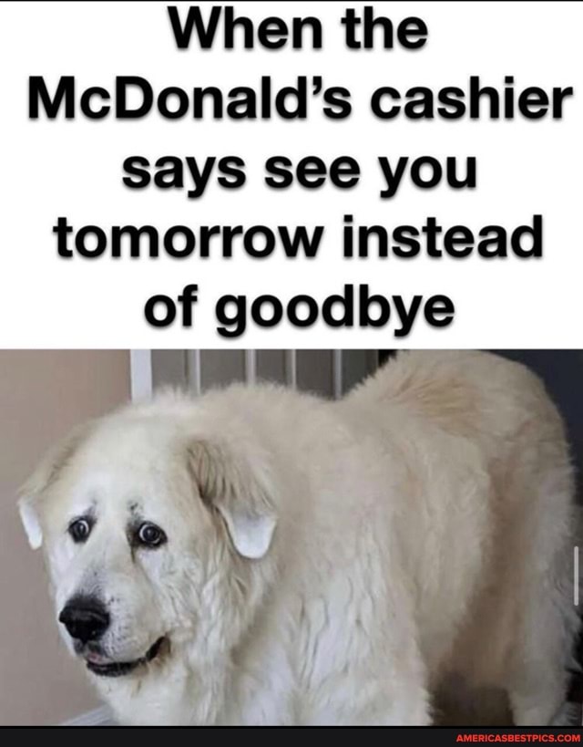 When the
McDonald's cashier says see you tomorrow instead of goodbye