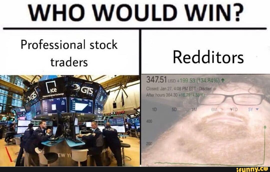 WHO WOULD WIN?
Professional stock traders
Redditors