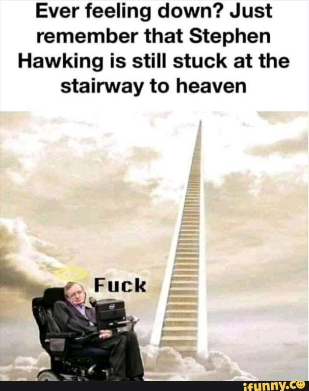 Ever Feeling Down Just Remember That Stephen Hawking Is Still Stuck At The Stairway To Heaven Ifunny